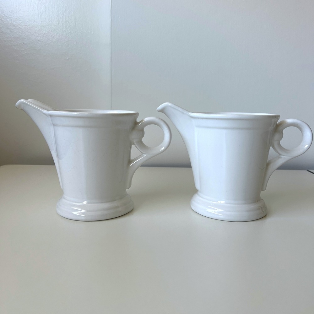 Fapor Coronado White Creamer Set of 2 Restaurant Ware Ironstone Pitchers